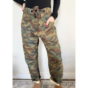 Free People We The Free Moxie Low Slung Barrel Camo Paint Splatter Pants 31 xx